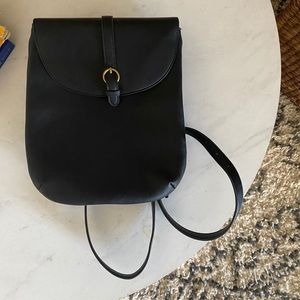 Black leather minimalist backpack